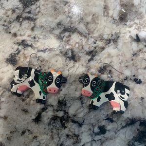 Christmas cow earrings